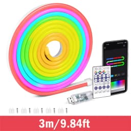 5V Flexible Light Strip USB RGBIC Dreamcolor Chasing Strip RGBIC Neon Rope Light Bluetooth Neon LED Strip Lights with Music Sync