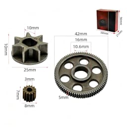 3Pcs Electric Chain Saw Gear Set For Rechargeable Logging Saw Small Lithium-ion Battery Powered Electric Chain Saw Accessories