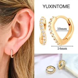 Pave Micro Crystal North Star Hoop Earrings Punk 925 Sterling Silver Ear Needle Twist Gold Earrings For Women Minimalist Jewelry