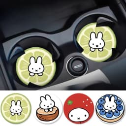 Cute Miffy Rabbit Creative Cartoon Pattern New Car Storage Slot Accessories, Personalized Fashionable Waterproof PU Coaster