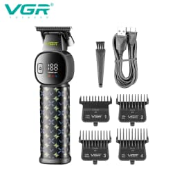 VGR New Hair Clipper LED Intelligent Digital USB Hair Trimmer Ceramic Stainless Steel Blade Professional Electric Push V-185