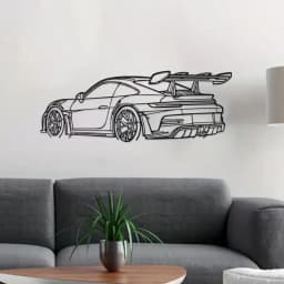 Car Metal Wall Art - Black Metal Carving, Sleek Design with Spoiler & Exhaust Pipes, Easy to Hang Home & Office Decor