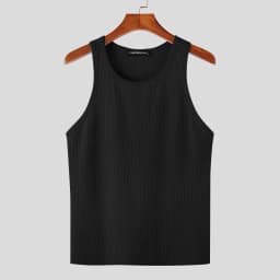 INCERUN Men Tank Tops Solid Color O-neck Sleeveless Streetwear Summer Casual Vests Skinny 2023 Fashion Leisure Men Clothing 5XL