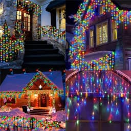 LED Solar lcicle String Lights Outdoor Curtain Fairy Lights 8 Modes Christmas Landscape Lights Party Garden Decoration Light