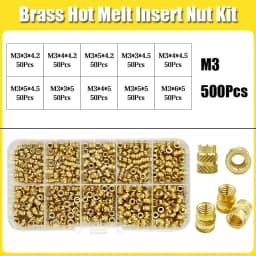 Brass Threaded Insert Nut Kit M2 M2.5 M3 M4 M5 M6 M8 Hot Melt Heat Knurled Embed Injection Copper Insertnut for 3D Print Plastic