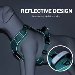 No Pull Dog Harness with AirTag Holder, Handle & Front Clip- Adjustable Reflective Soft Padded Dog Harness Vest for Walking, Tra