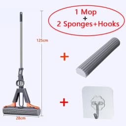Collodion Mop Foldable Water Free Hand Washing Squeeze Cotton Head Replace Home Tiles Wood Household Cleaning Wringer Mopping