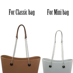 New Tanqu 1 Pair Silver Long Thick Single Chain with OT Metal Buckle Black Screws for Obag O Bag Handles for Women Bag Handbags