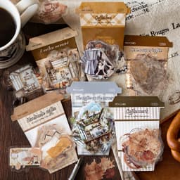 6style 30pcs retro coffee themed PET material decorative sticker DIY handmade material scrapbook diary album decorative sticker