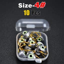 Topranc 10Pcs/Box Night Fish-Attracting 3D Fish Eye Jig Heads, Weighted Hooks, Lure Bionic Micro Baits Hooks