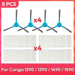 Fit For ( Conga 1290 / 1390 / 1490 / 1590 ) Hepa Filter Side Brush Robot Vacuums Spare Part Replacement Accessory