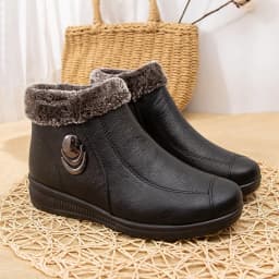 2025 Top Quality Mom Leather Ankle Boots Women Non-slip Winter Fur Snow Boots Female Wedge Oxford Sneakers Womens Winter Shoes