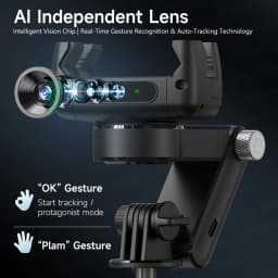 Gimbal Q19 AI Desktop 360° Auto Rotation Face Track Anti-Shake Selfie Stick Handheld Stabilizer with Fill Light for Smartphones