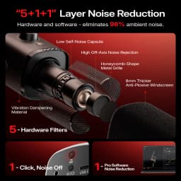MAONO PD100W Wireless USB Dynamic Microphone Cardioid Microphone with One-Touch Mute Noise Reduction Custom RGB Light Real-Time Monitoring Microphone for PC Gaming Live Streaming Creator Podcast