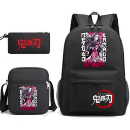 Demon Slayer Anime Print School Backpack Set 3Pcs with Shoulder Bag Pencil Case for Boys Girls