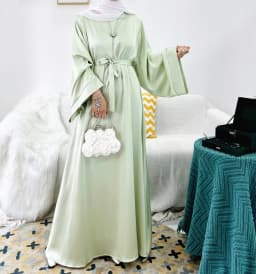 Regular-Fit Plain Stain Dubai Abaya Muslim Long Women Dress Modest Islamic Clothing Hijabi Robe-Long Wide Sleeves, Side Pockets