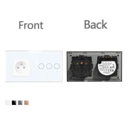 TAWOIA French Polish Power Socket Touch Switch Glass Panel USB Double Outlet Triple Wall Sockets Button Switch Fits E-type Plugs