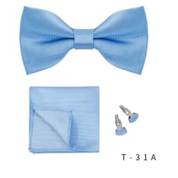 Solid Bowtie Pocket Square Cufflinks Set Business Men Neck 3pcs Bow Ties Handky Cufflinks Set Pocket Handkerchiet Accessories