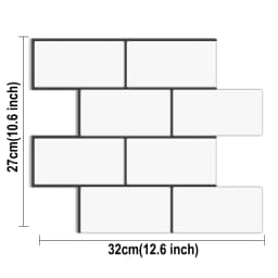 10 Sheets Big Tiles Peel and Stick Wall Stickers Brick Vinyl Wallpaper Waterproof Kitchen Bathroom Backsplash Home Decor