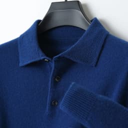 LHZSYY 100%Merino Wool Hot Cardigans Men Lapel Pullover Long Sleeve POLO Neck Sweaters Loose Tops Knit Clothing Large Size Shirt