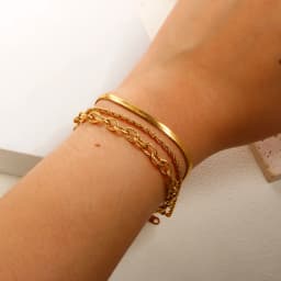 JOVO LOVE High-end Three-layer Chain Bracelet Wholesale Jewelry Woven Chain Classic Fashion Stainless Steel Bangle Women Jewelry