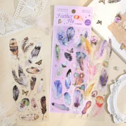 3pcs Kawaii Sticker Pack Feather Dragonfly Bird Jellyfish Decorative Scrapbooking Material Labels for Diary Phone Journal Planne
