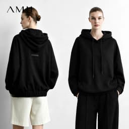 Amii Hooded Pullover Sweatshirt Drawstring Drop Shoulder Loose Fit Slimming Casual 2026 Winter Women's Clothes 12624037