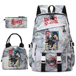 Demon Slayer Anime Backpack Set for Girls Demon Slayer 3Pcs School Bag Lunch Kit Pouch