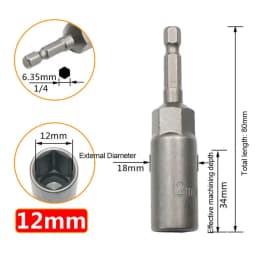 6mm -19mm Deepen Inner Hexagon Sleeve Electric Drill Sleeve Pneumatic Socket Head for Nut Wrench Hand Tools Electric Screwdriver