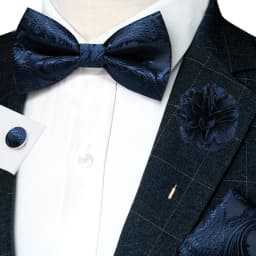 Classic Mens Bow Tie Brown Jacquard Paisley Bowtie Hanky Cufflinks Brooch Set Wedding party Butterfly Knot Gift Man Accessories