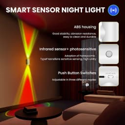 Aiopp Smart Sensor Night Light Indoor, 8 Lighting Modes Rechargeable Wireless Magnetic Wall Lamp for Apartment Hallway Bedroom