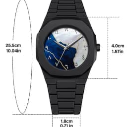 Classic Middle Eastern Arabic Numeral Dial Blue Gold Quartz Watch for Men's Casual TPU Plastic Waterproof Watch Can Customize