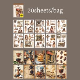 Mr Paper 20pcs Cafe Story Series Coffee Theme Sticker Book DIY Handbook Collage Calendar Diary Notebook Phone Case Scrapbook