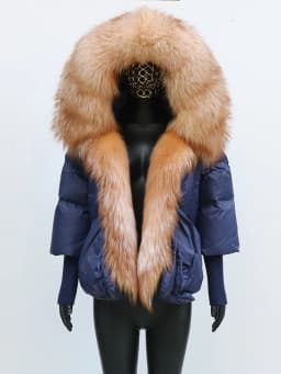 Women Coat White Duck Down Jacket Super Large Real Red Fox Fur Collar Hooded New Fashion Outerwear Puffer Jacket New