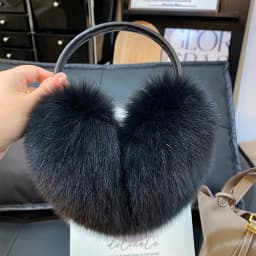 2027 New Winter Natural Real Fox Fur Earmuffs Plush Warm Decorate Women Cute Solid Ear Warmer Headphones Neck Warm Bib Scarf