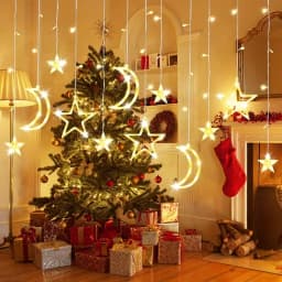 Star Moon Solar Battery String Lights 8Mode Outdoor Christmas Garland LED Fairy Light for Ramadan Festoon Wedding New Year Decor
