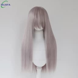 Very High Quality 400g 48 Colors 24Inch 60cm Long Straight Cosplay Wig With Bangs Heat Resistant Hair Anime Wigs + Wig Cap