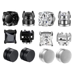 3 Pairs Punk Round Zircon Magnet Earrings Crystal Strong Magnetic Ear Stud Clip Earrings for Men and Women  Non Piercing Jewelry