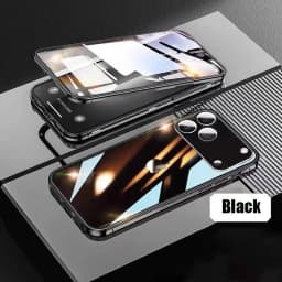OUIO 360 ° Full Protection Metal Magnetic Double-Sided Glass Snap Lock Phone Case For IPhone 17 Pro Max 17 Air Pro Bumper Cover