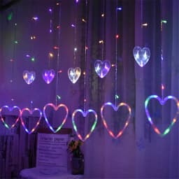 LED Romantic Heart Shaped Curtain String Lights 8 Modes Christmas Fairy Lights Garland for Home Garden Wedding Party Decoration