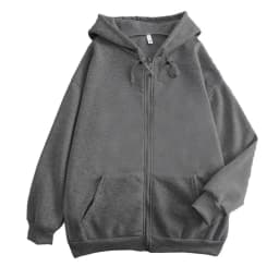 High Street Hoodie Men Solid Color Zip Up Long Sleeve Loose Jacket Coats Casual Hooded Sweatshirt Y2K Fashion Outdoor Clothes