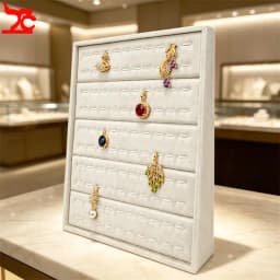 Soft Beige Velvet Jewelry Display Rack Multi-Slot Necklace Ring Earring Storage Tray Desktop Decoration Jewelry Organizer Holder