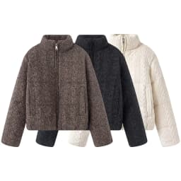 Parkas Jackets Women's Thick Warm Winter Coat zartins 2025 Outwear With Zipper Long Sleeve Knitted Jackets Woman Solid Coat Tops
