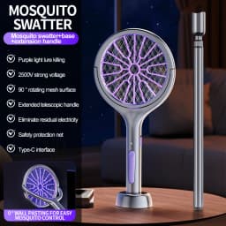 Lenovo 3-in-1 Foldable Retractable Electric Mosquito Swatter USB Rechargeable 90° Rotation Mosquito Repellent Killer 2026