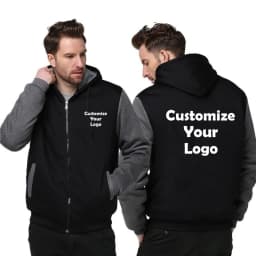 Customized Men's Jacket Winter Thicken Hooded Jackets Male Long Sleeve Coat Casual Zip Up Hoodies Streetwear Men's Coats