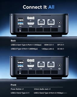 ACEMAGIC AMD Ryzen 5 3501U Mini PC 8GB DDR4 256GB SATA SSD Dual LAN Triple 4K Display WiFi 5 BT4.2 Compact Mini PC Triple 4K@60H