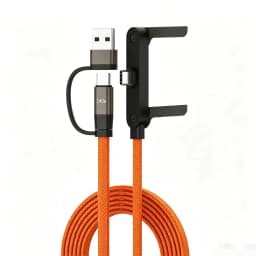 240W/65W Elbowed 180° Fast Charging Foldable Phone Holder, PD Cable Nylon Data Sync, For iPhone 17, Samsung, Xiaomi, POCO, Tesl