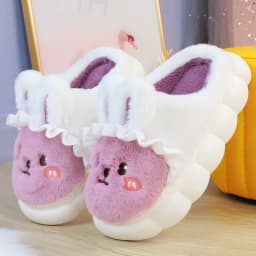 White Rabbit Hare Slippers Women's Cute Animal Platform Home Mules Shoes Girls Bedroom Plush Slides Slipper Ears Indoor Shoes