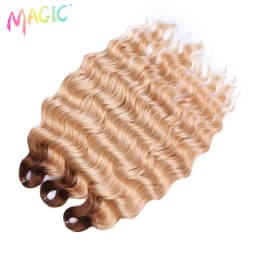 Magic 24Inch 3PCS Loose Wave Synthetic Crochet Hair Bundles Copper Red Heat Resistant Hair Extensions For Women Braiding Styling