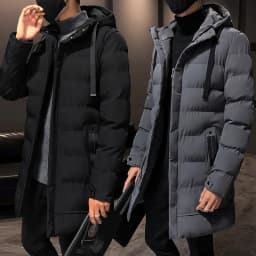Men Mid Length Hooded Padded Parkas Men Korean Fashion Down Blend Cotton Jacket Men Thick Warm Trendy Winter Male Outer Parkas
